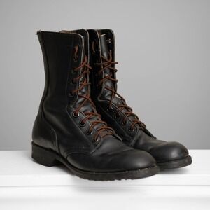 RO Search Vintage Black Leather Combat Boots Mens 8.5 Military GorpCore Tactical